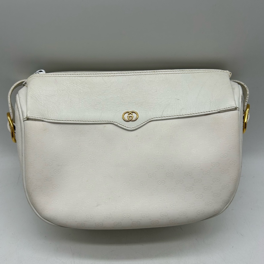 Vintage Gucci white leather crossbody purse